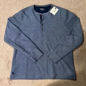 *NWT* French Terry Long-Sleeve Henley Medium / Reqular Fit / Blue